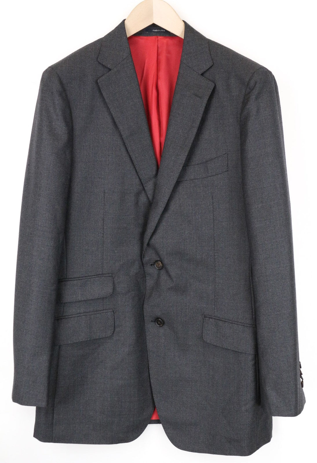 SUITSUPPLY Sienna Men's UK42L Grey Birdseye Check Wool Blazer Melange Formal