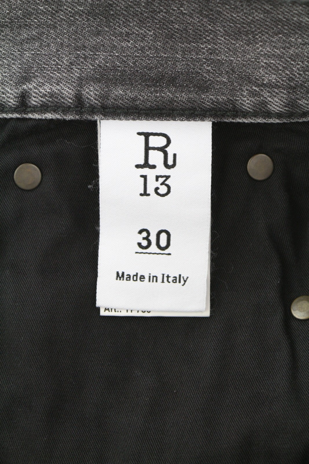 R13 Boyfriend Women Jeans 30 Wilson Black Faded Washed Ankle Cropped SS25