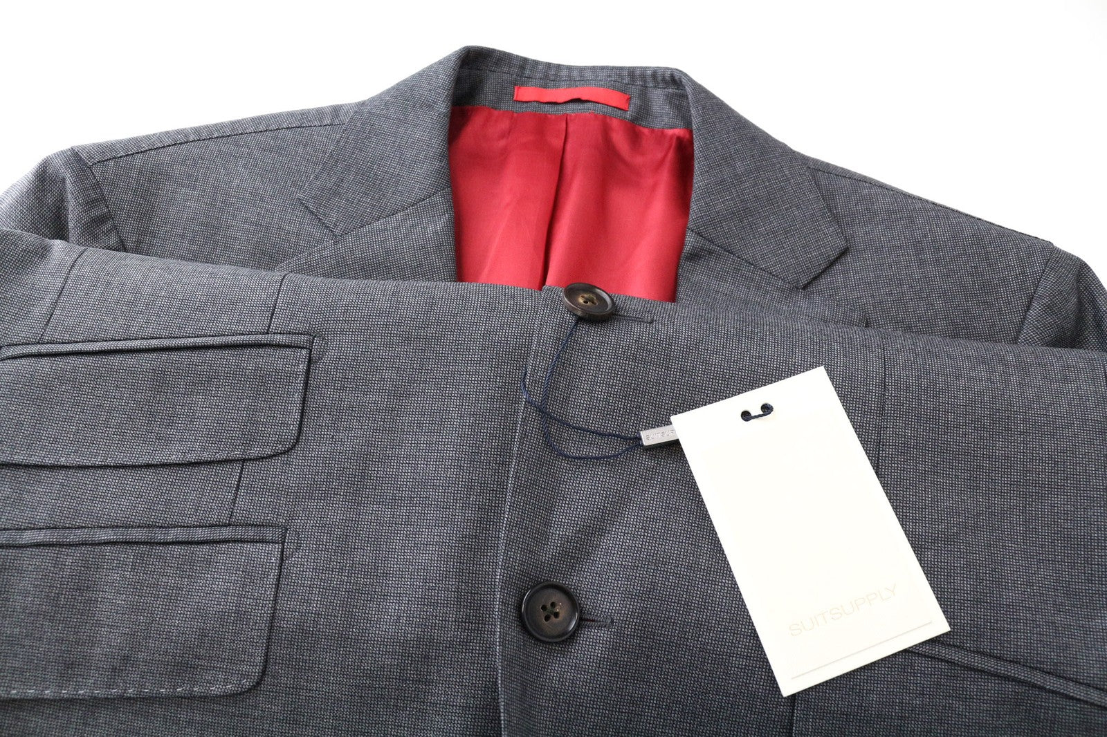 SUITSUPPLY Sienna Men's UK38R Grey Birdseye Check Wool Blazer Melange Classic