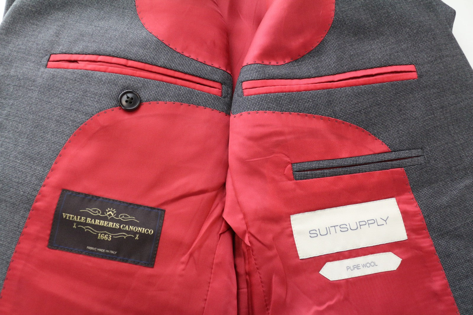 SUITSUPPLY Sienna Men's UK38R Grey Birdseye Check Wool Blazer Melange Classic