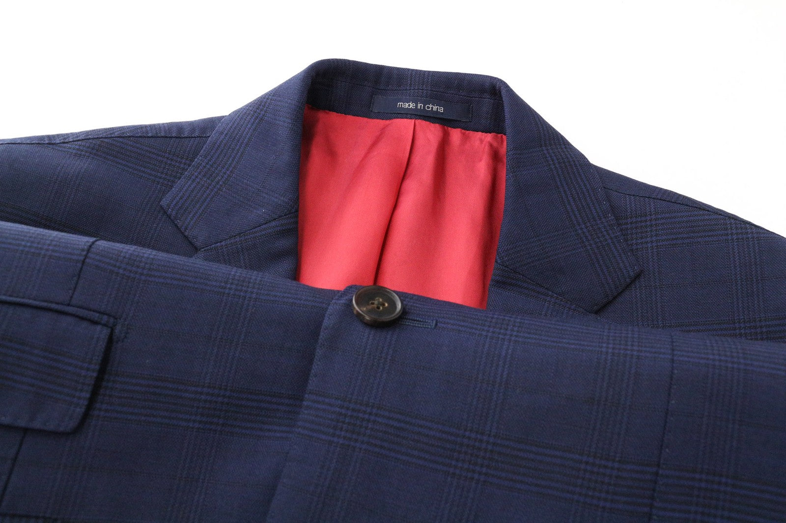 „SUITSUPPLY Sienna“ vyriškas mėlynas languotas vilnonis švarkas su languotais raštais (UK34R, S130) su plonu tiesiu raštu