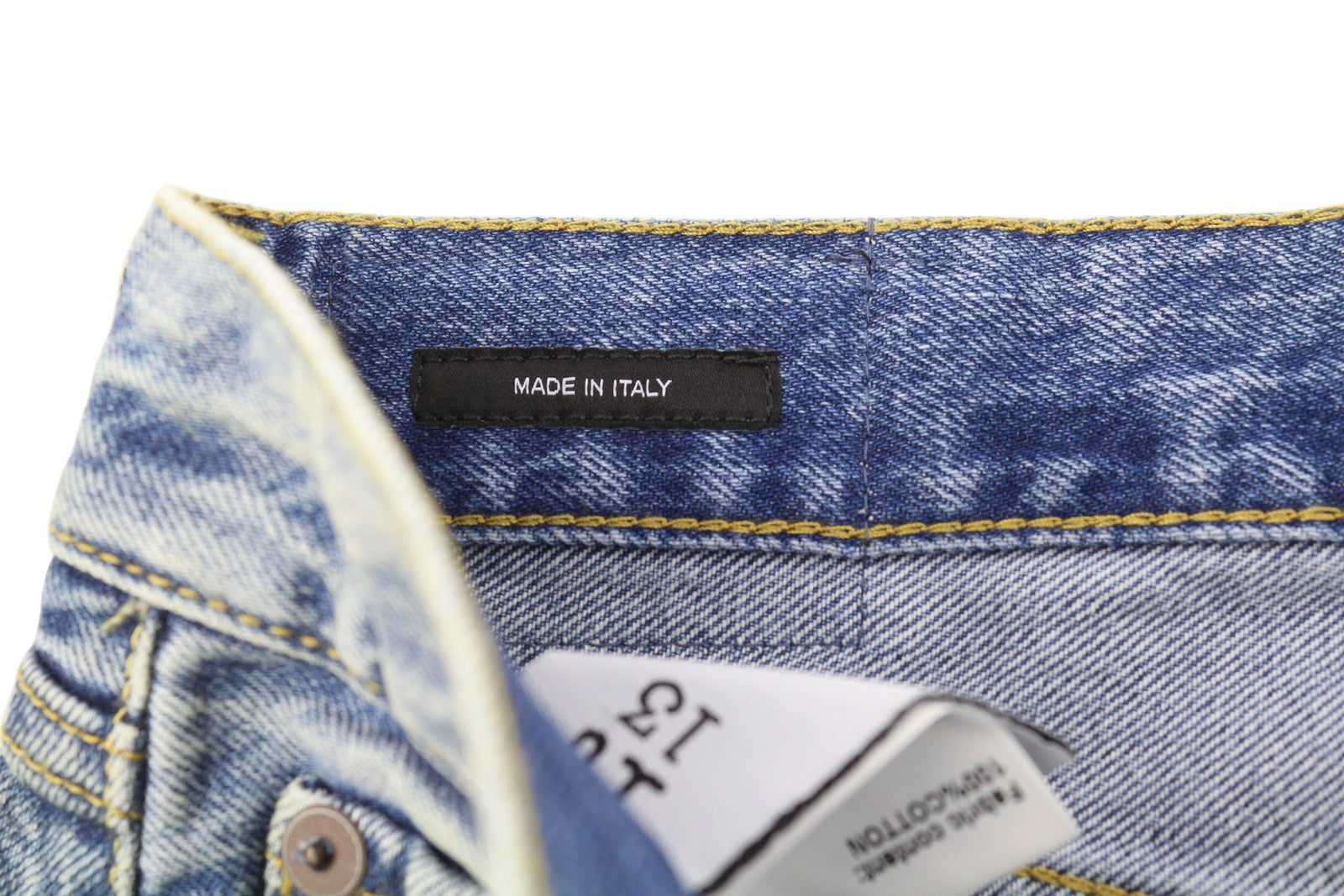 R13 Cuffed X-BF Men Jeans 33 Jasper Ankle Length Zip Fly Washed Faded SS25 Blue