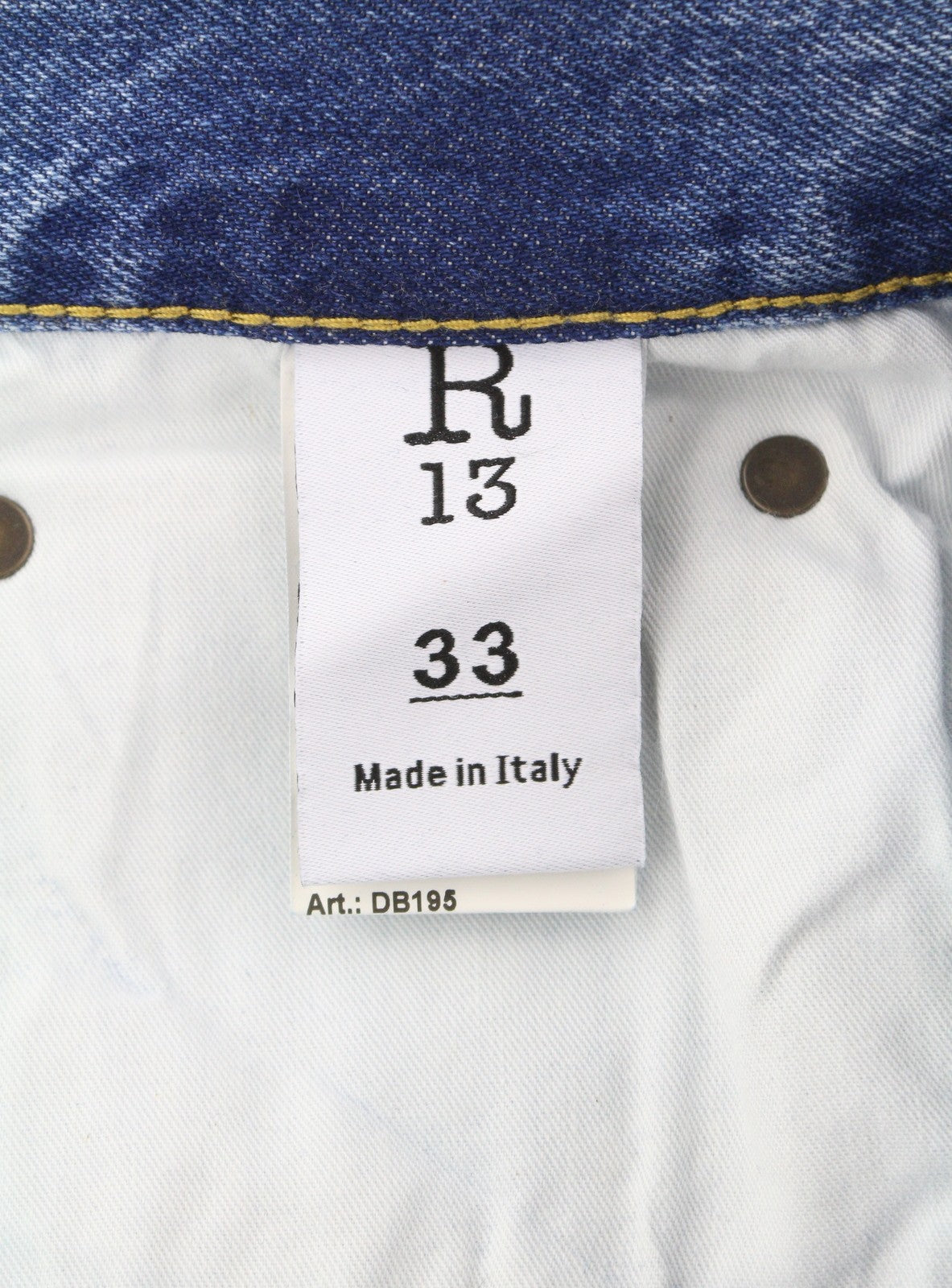 R13 Cuffed X-BF Men Jeans 33 Jasper Ankle Length Zip Fly Washed Faded SS25 Blue