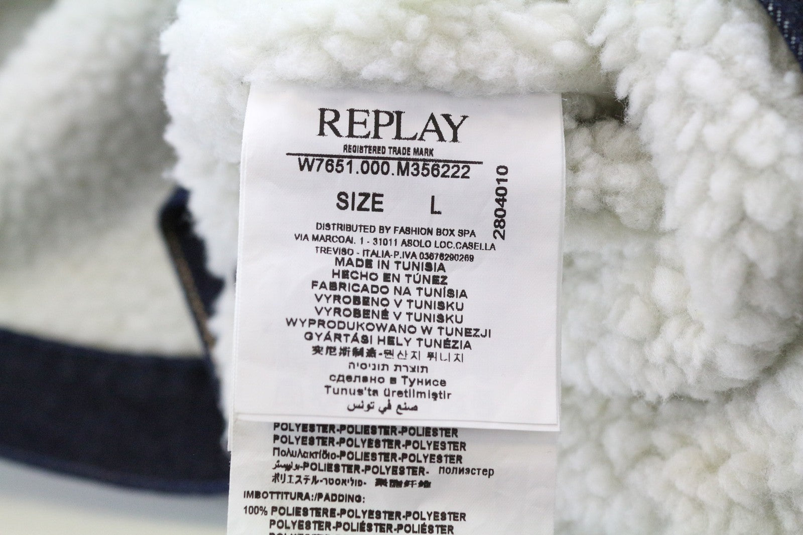 REPLAY Women's L Blue Denim Jacket Cotton Stretch Cropped Single-Breasted