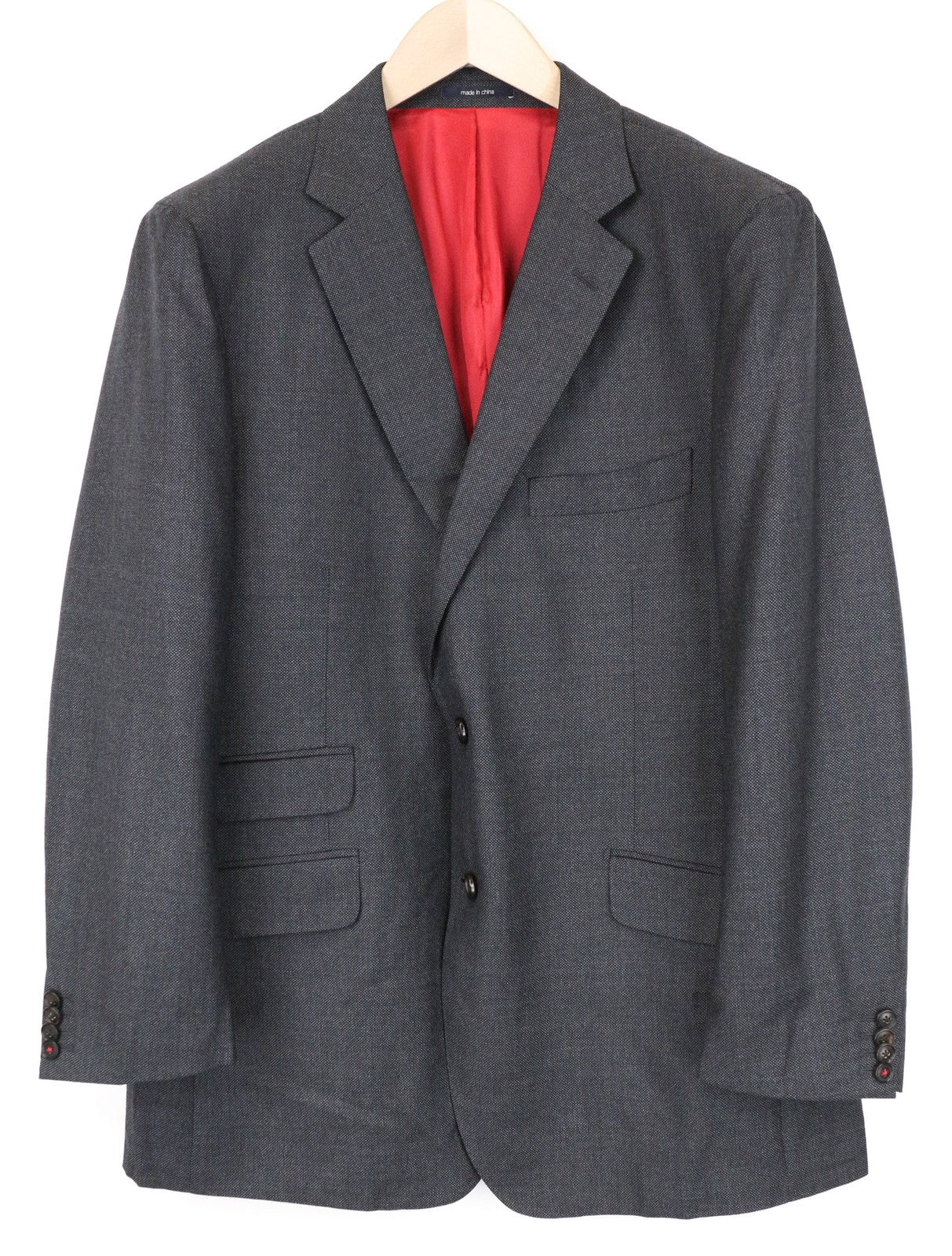 „SUITSUPPLY Sienna“ vyriškas pilkas „Birdseye“ vilnonis švarkas su oficialiu, klasikiniu įpjovimu, UK48S 