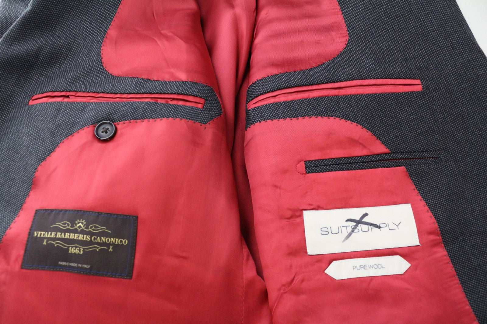 SUITSUPPLY Sienna Men's UK48S Grey Birdseye Wool Blazer Formal Classic Notch