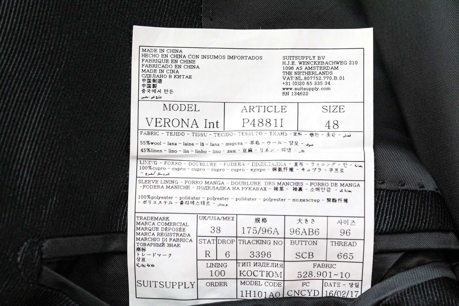 SUITSUPPLY Verona Men's UK38R Navy Blue Wool Linen Tuxedo Blazer Slim Melange