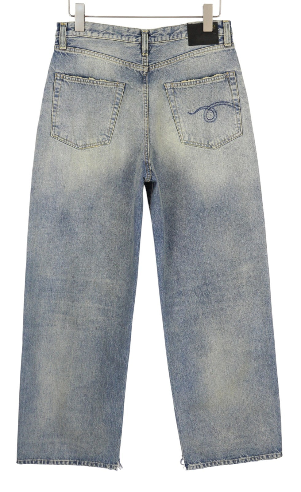 R13 D'Arcy Loose Women Jeans 32 Hester Blue W/Rips Distress Washed Faded Blue