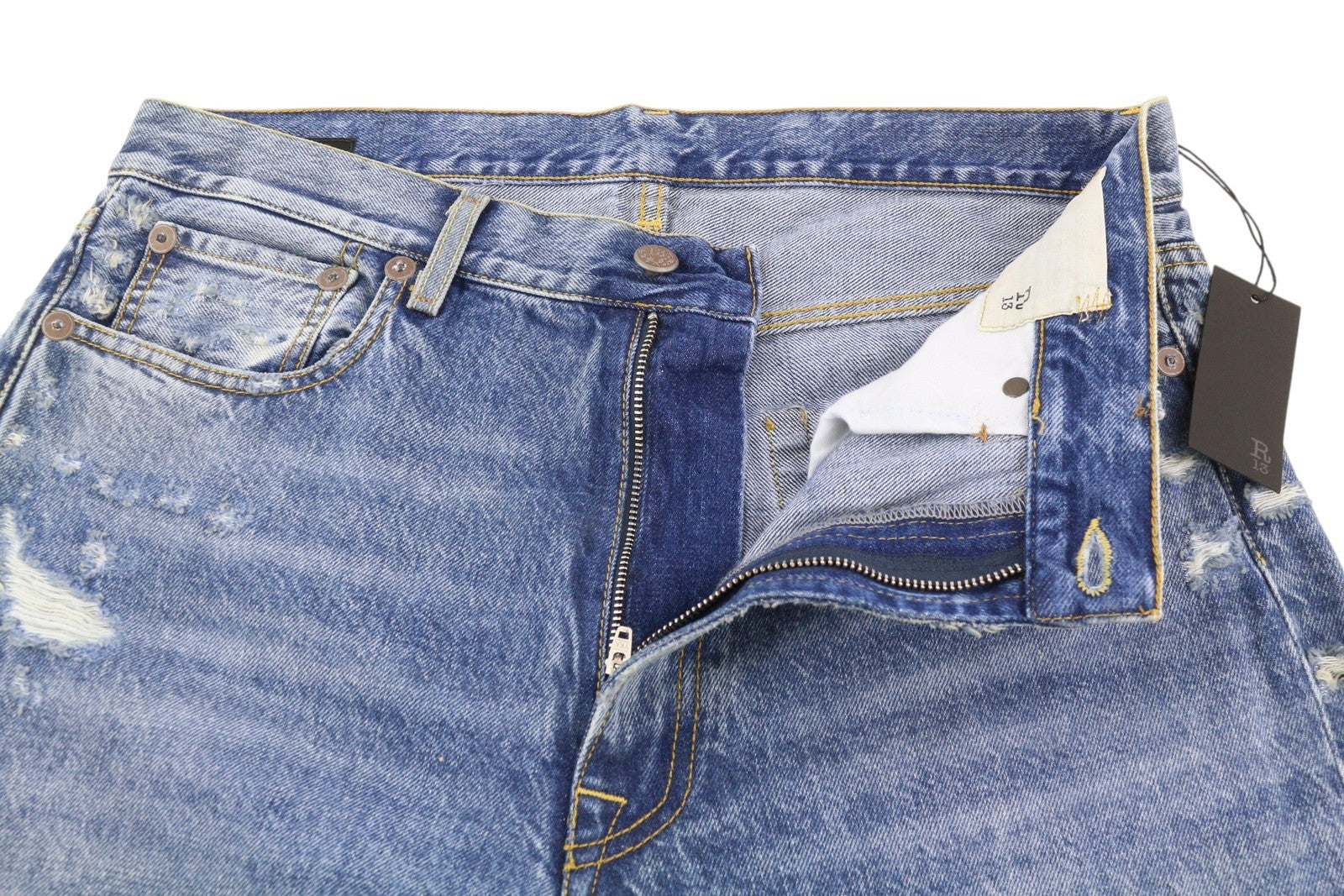 R13 Boyfriend Women Jeans 29 Bain W Rips Distress Faded Ankle PS25 RRP€595