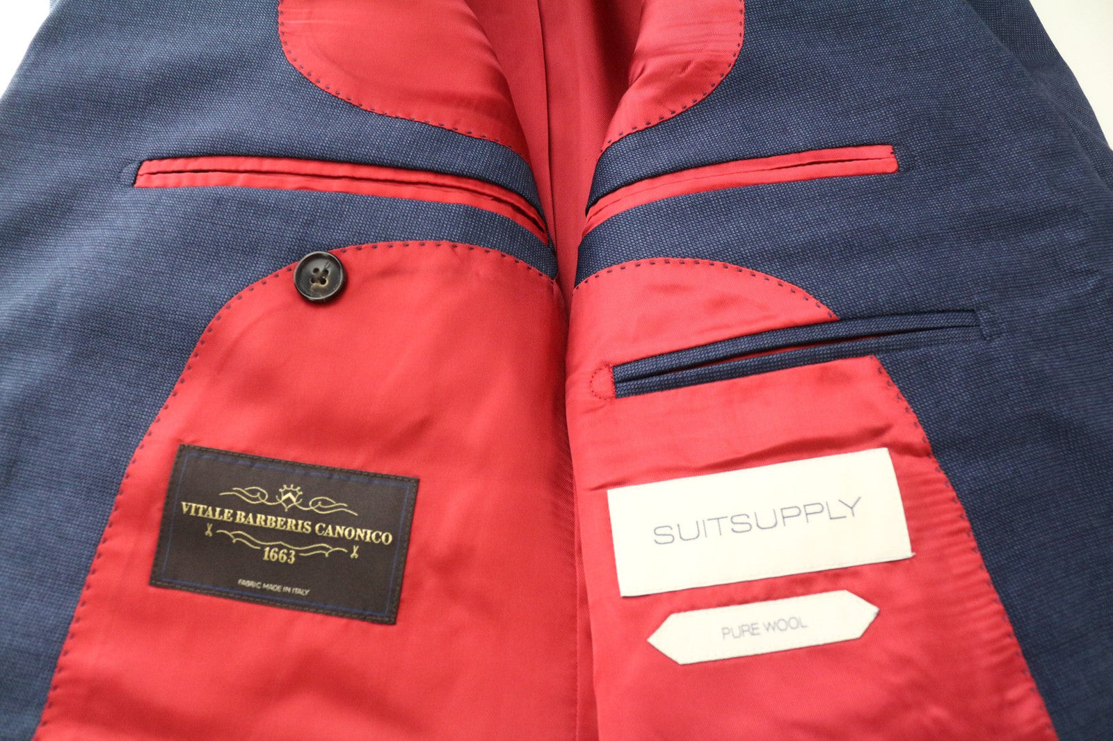 SUITSUPPLY Sienna Men's UK38S Blue Birdseye Check Wool Blazer Formal Classic