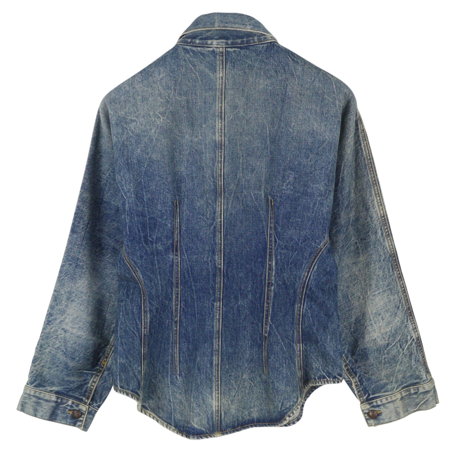 R13 Raglan Trucker Shirt Women Jacket M Kelly Tex Button-Up Faded Washed Denim