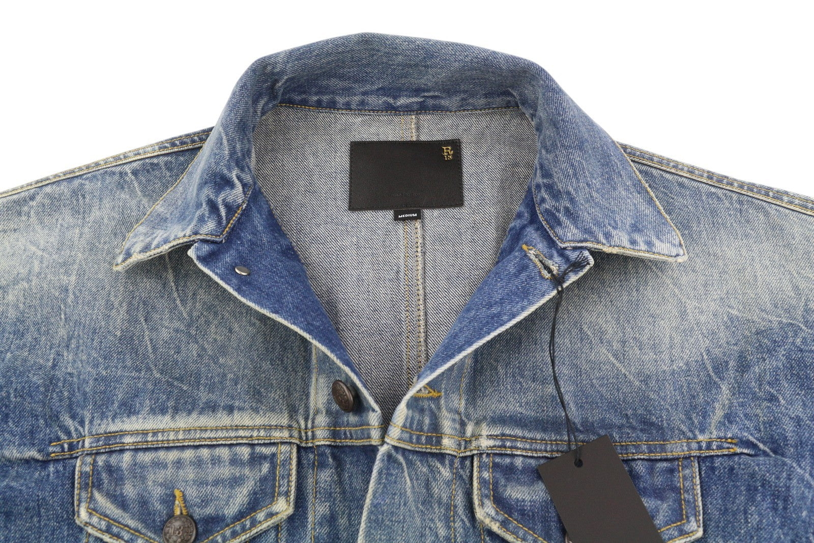 R13 Raglan Trucker Shirt Women Jacket M Kelly Tex Button-Up Faded Washed Denim