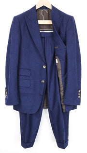 SUITSUPPLY Washington Men's UK40R Blue Wool Flannel Suit 2-Piece Extra Slim