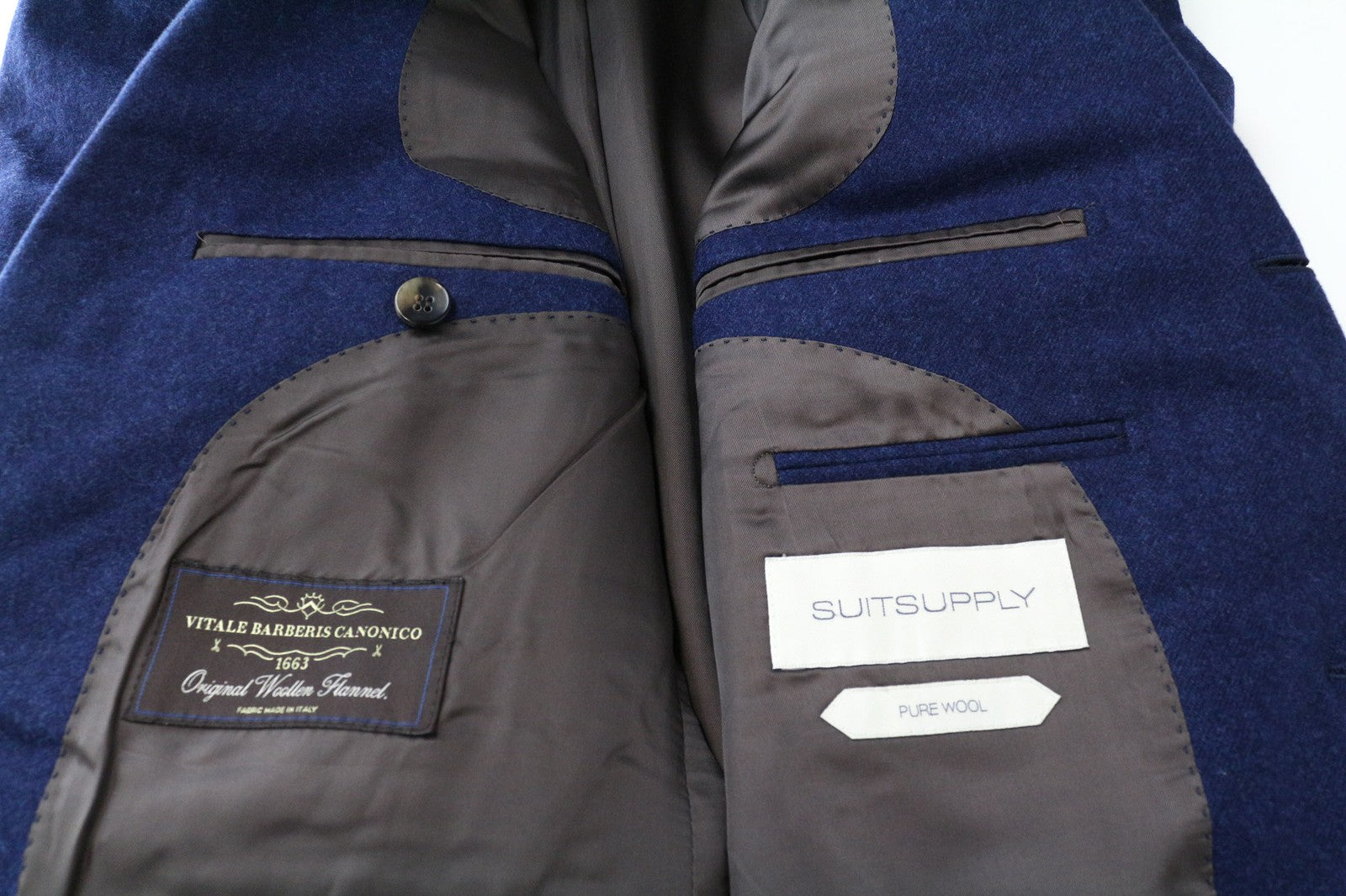 SUITSUPPLY Washington Men's UK40R Blue Wool Flannel Suit 2-Piece Extra Slim