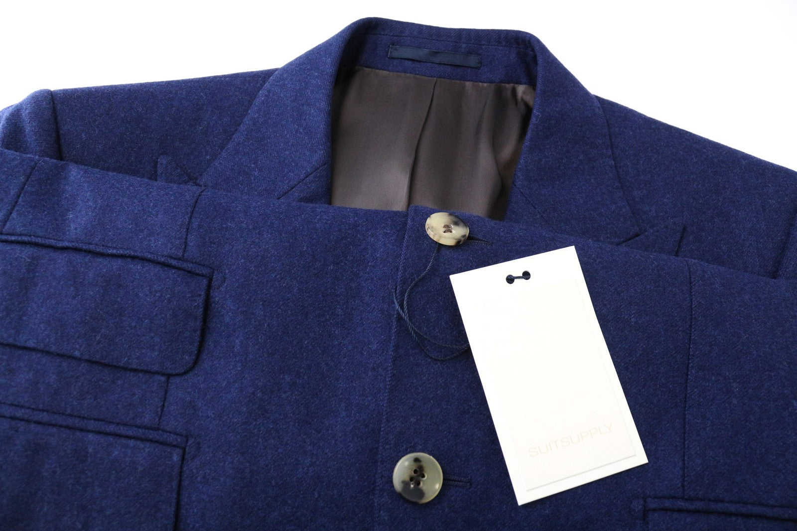 SUITSUPPLY Washington Men's UK40R Blue Wool Flannel Suit 2-Piece Extra Slim