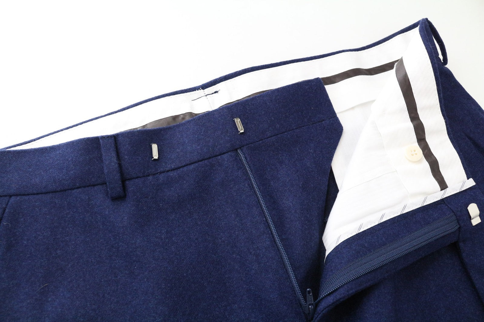 SUITSUPPLY Washington Men's UK40R Blue Wool Flannel Suit 2-Piece Extra Slim