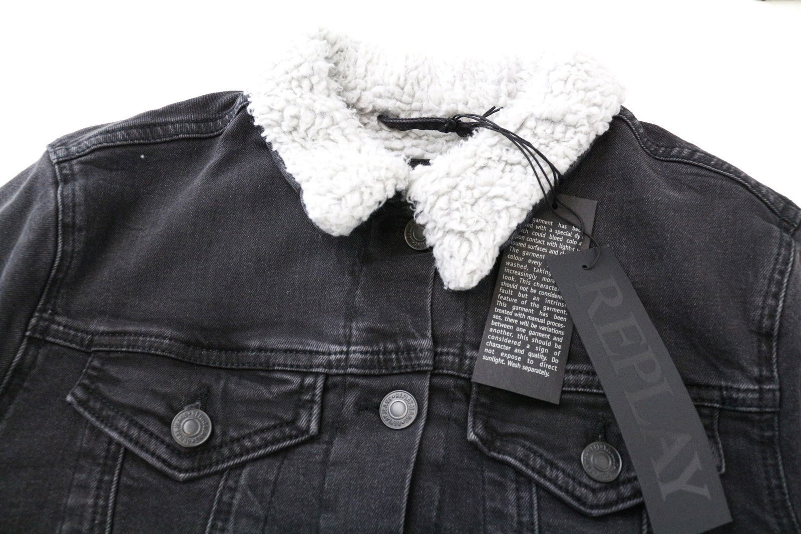 REPLAY Women's S Grey Denim Jacket Cotton Stretch Lined Cropped Style