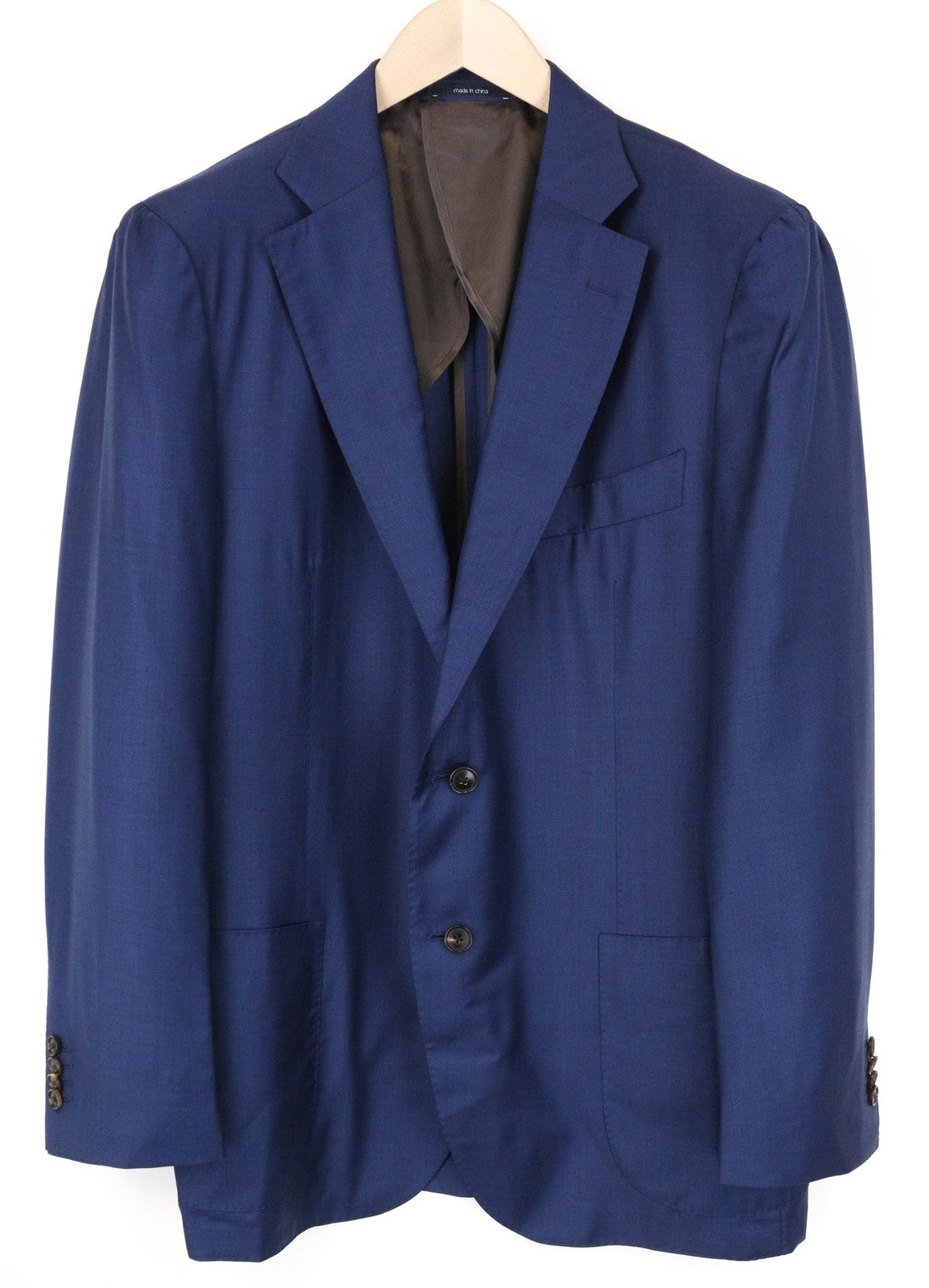 „SUITSUPPLY Jort“ vyriškas mėlynas ryklio odos vilnos kašmyro švarkas su pamušalu, plonas, UK46R 