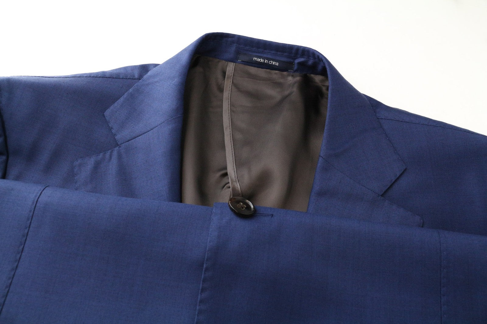 „SUITSUPPLY Jort“ vyriškas mėlynas ryklio odos vilnos kašmyro švarkas su pamušalu, plonas, UK46R 