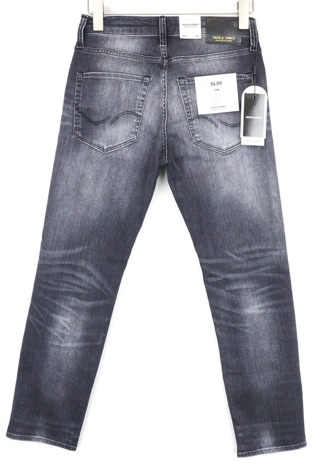 JACK & JONES Tim Men's W29/L30 Grey Wash Jeans Slim Straight Cotton Stretch