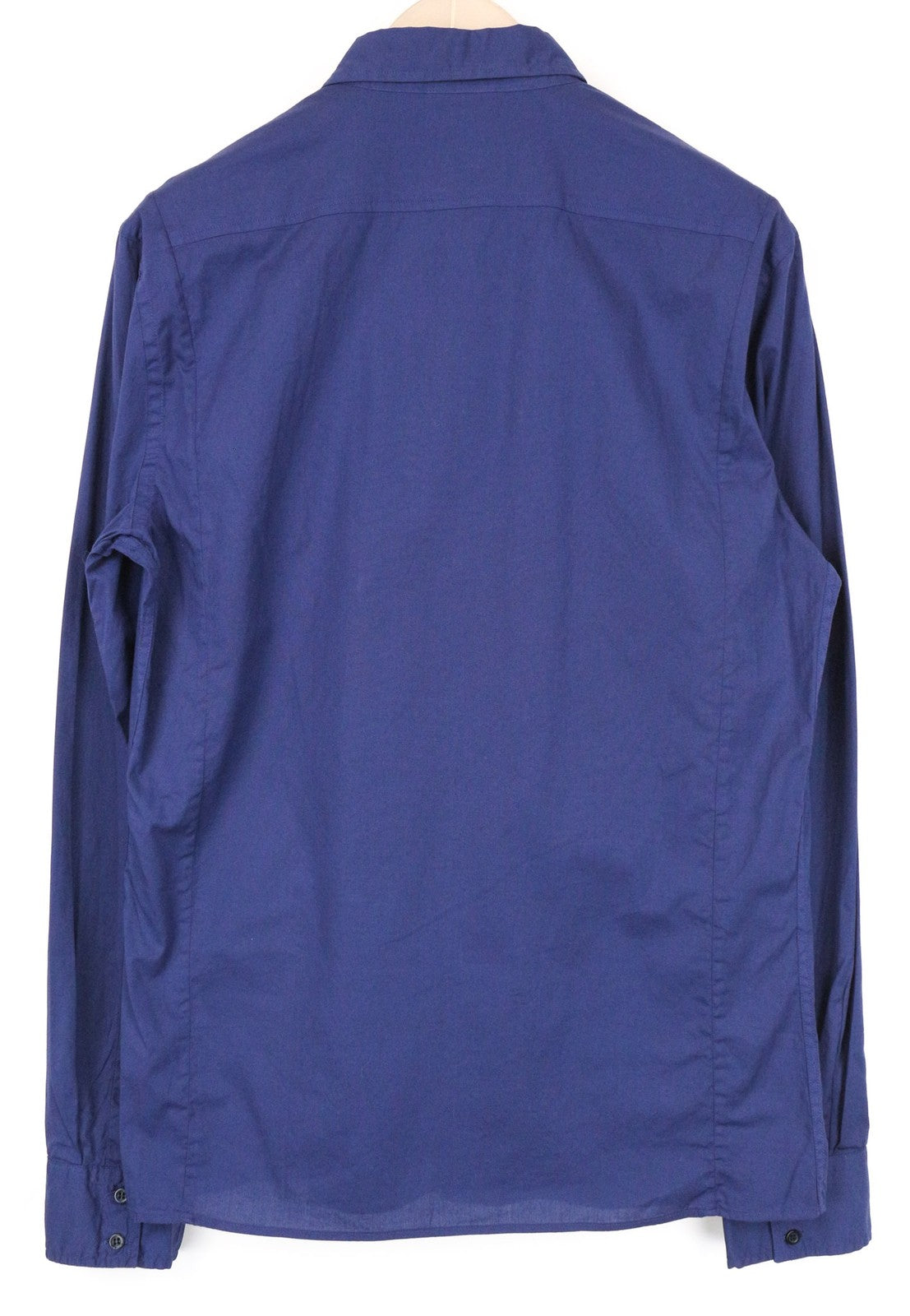 RICHMOND Men's Blue Cotton Stretch Shirt L Logo Chest Long Sleeve