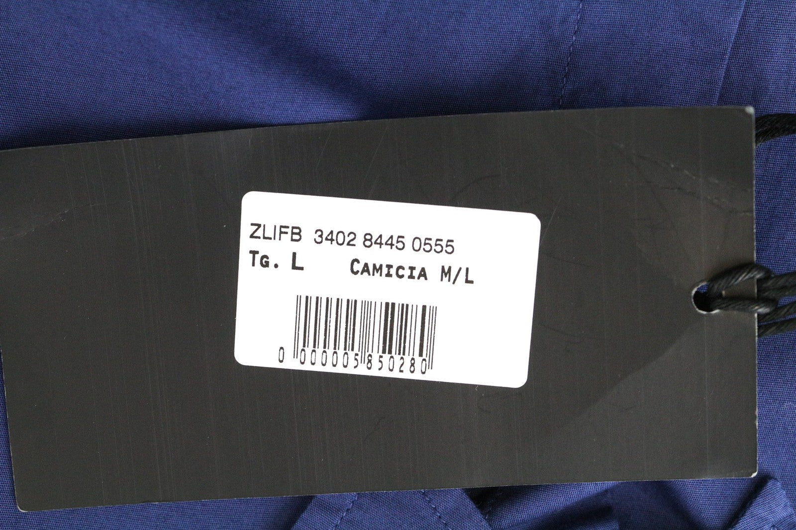 RICHMOND Men's Blue Cotton Stretch Shirt L Logo Chest Long Sleeve