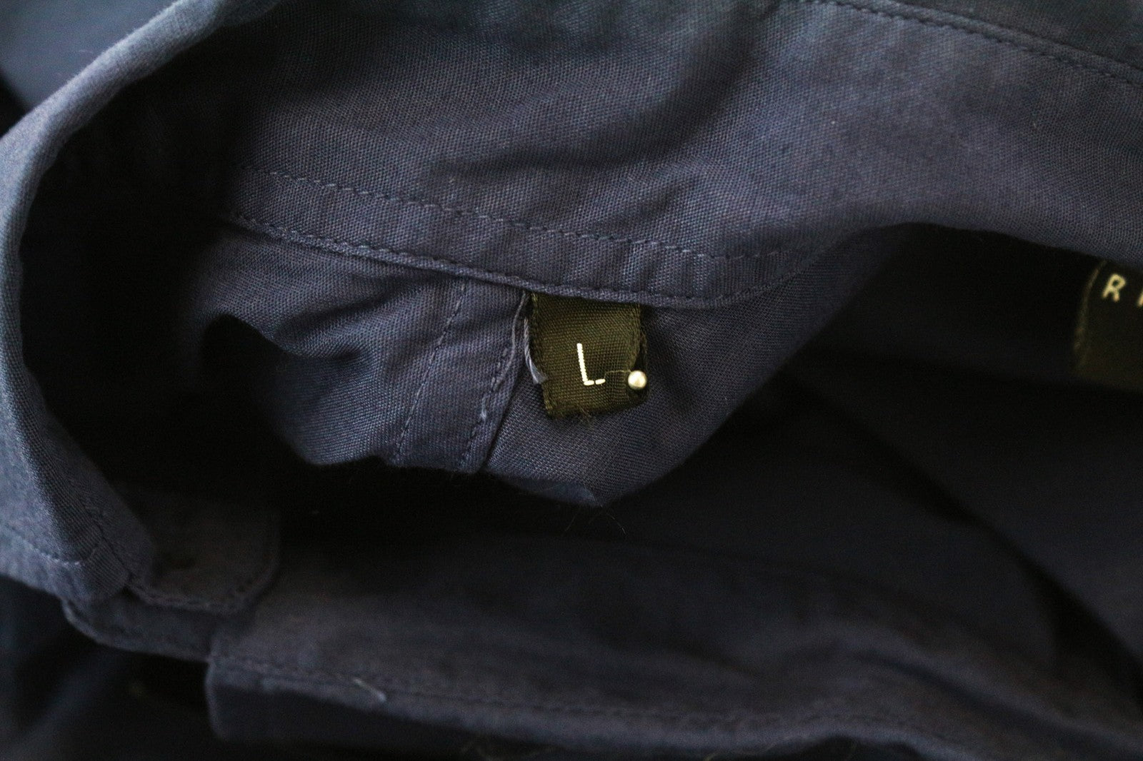 RICHMOND Men's Blue Cotton Stretch Shirt L Logo Chest Long Sleeve