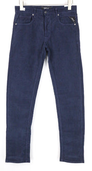 REPLAY Grover Men's W29/L34 Blue Corduroy Trousers Straight Cotton Stretch