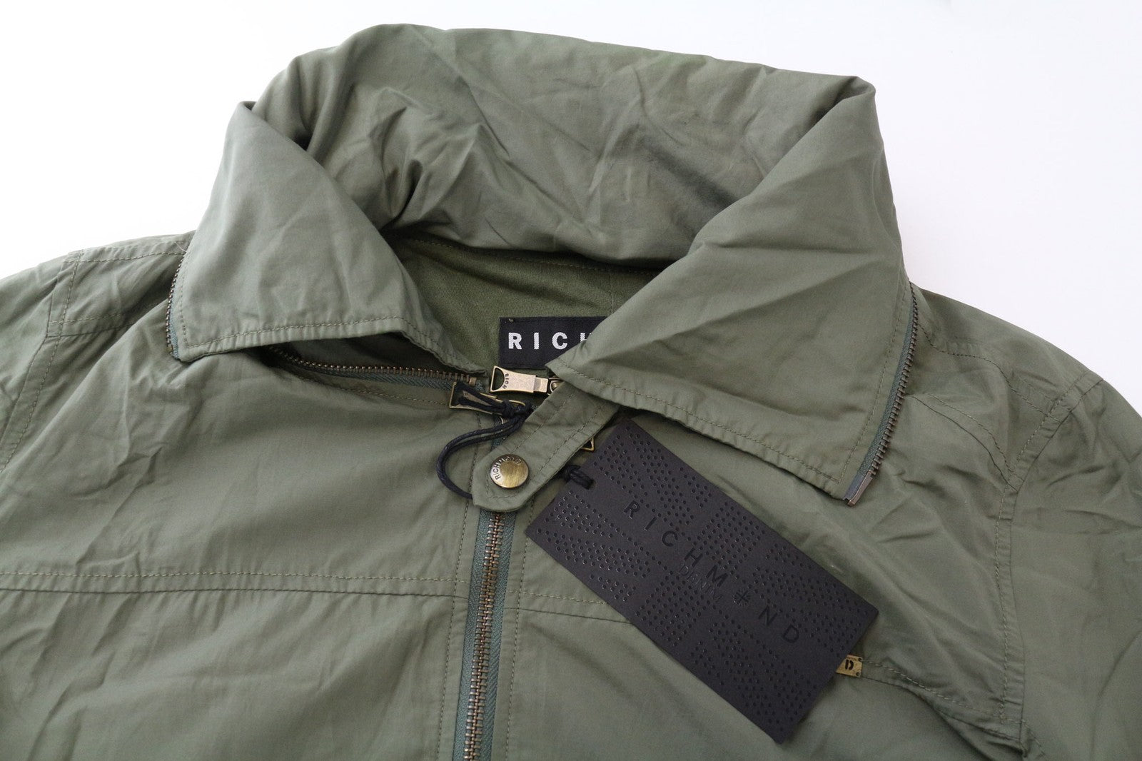 RICHMOND Men's Jacket 48 Green Lightweight Single-Breasted Zipped Long