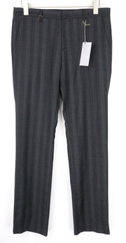 RICHMOND Men's Pants 48 Dark Grey Wool Pattern Classic Tailored Trousers