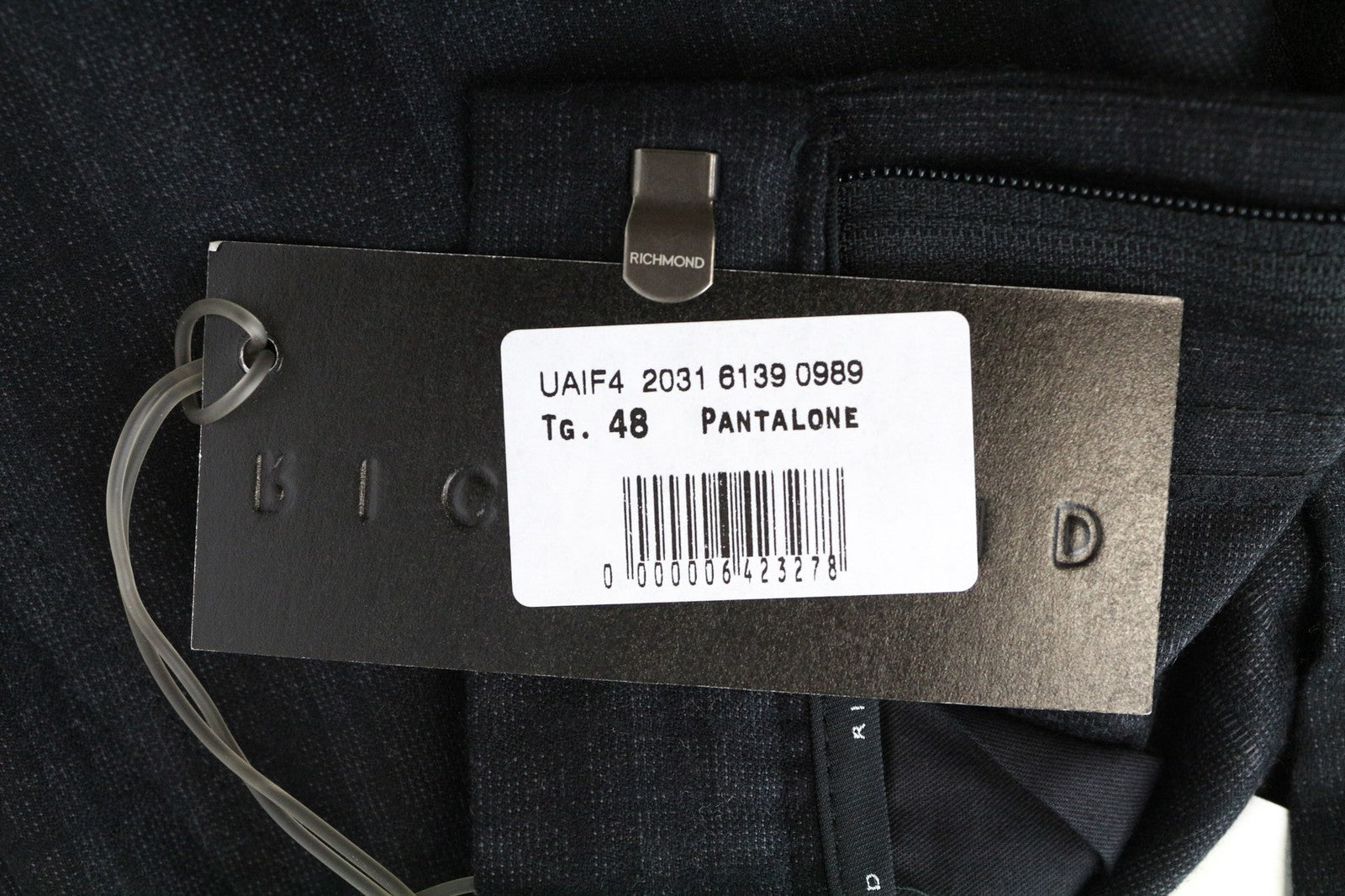 RICHMOND Men's Pants 48 Dark Grey Wool Pattern Classic Tailored Trousers