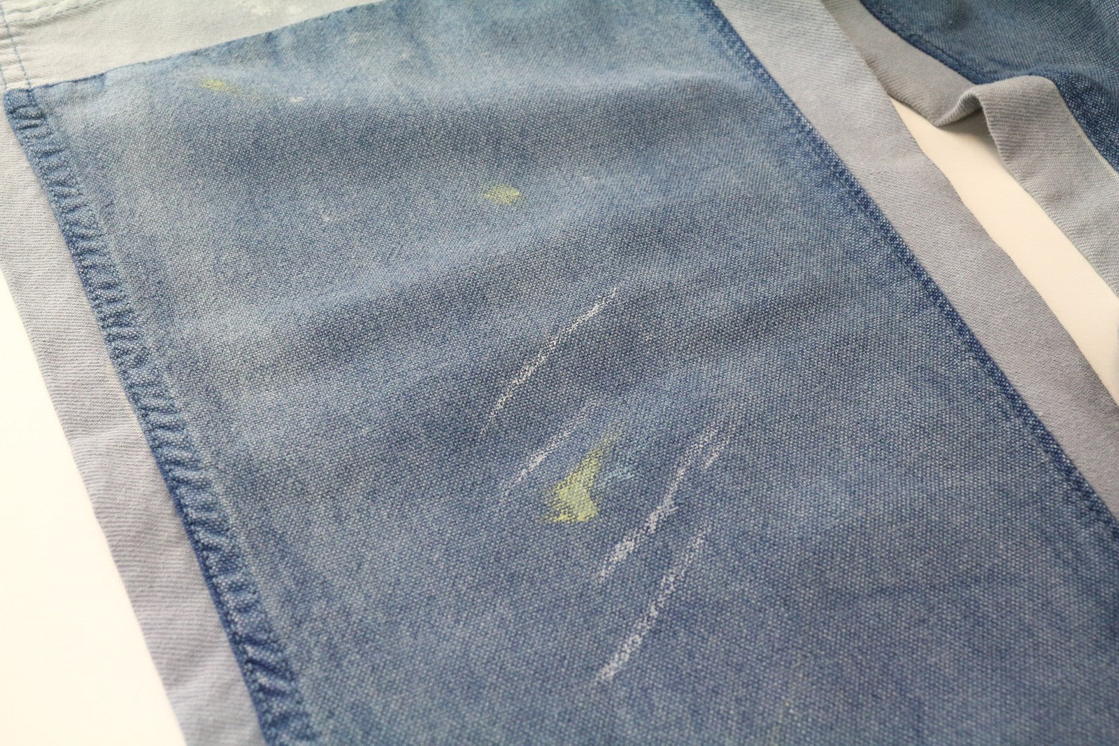 DENHAM Bonnie Women's Pants W23/L28 Blue Patched Two-Tone Wide Straight Leg