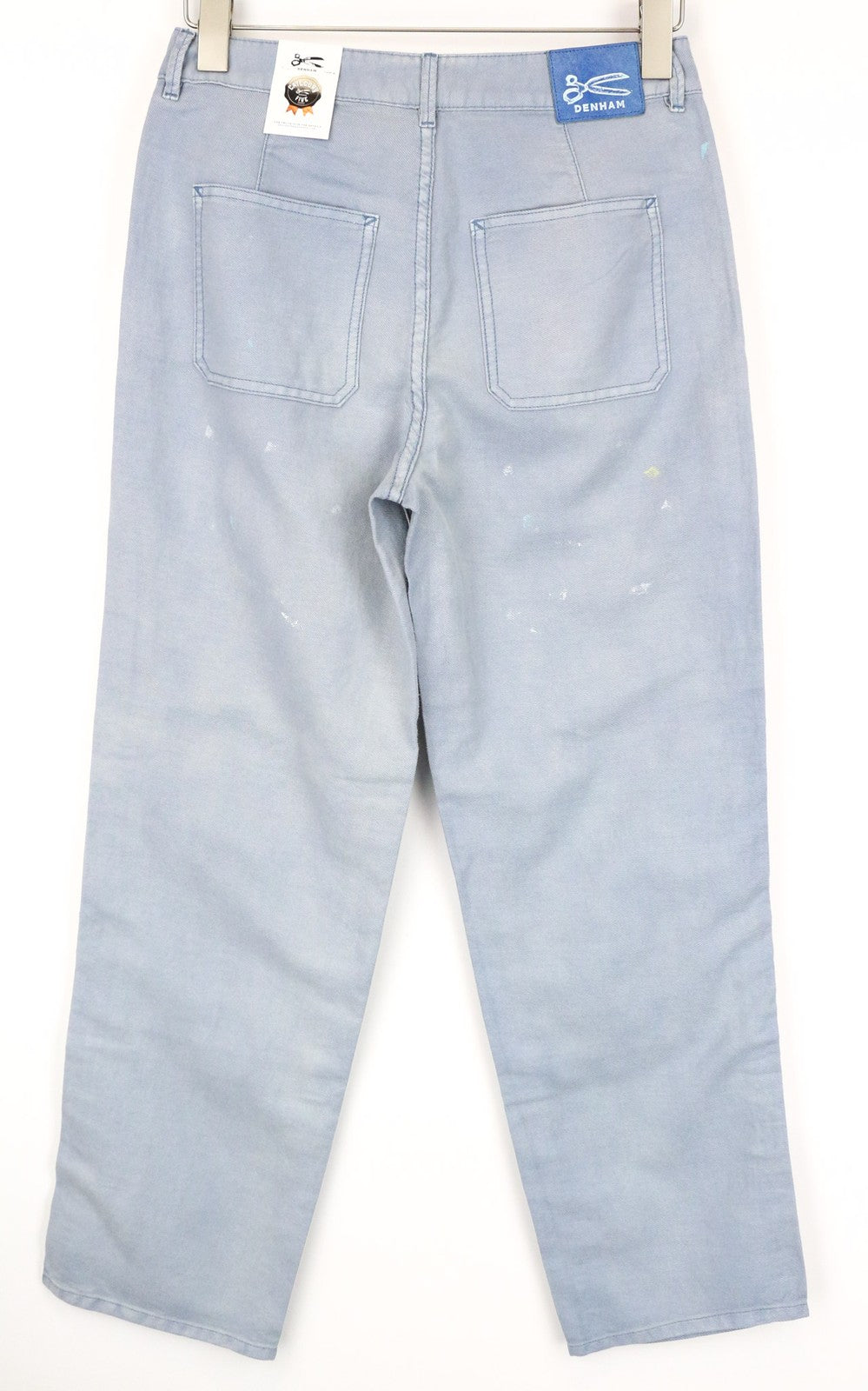 DENHAM Bonnie Women's Pants W23/L28 Blue Patched Two-Tone Wide Straight Leg