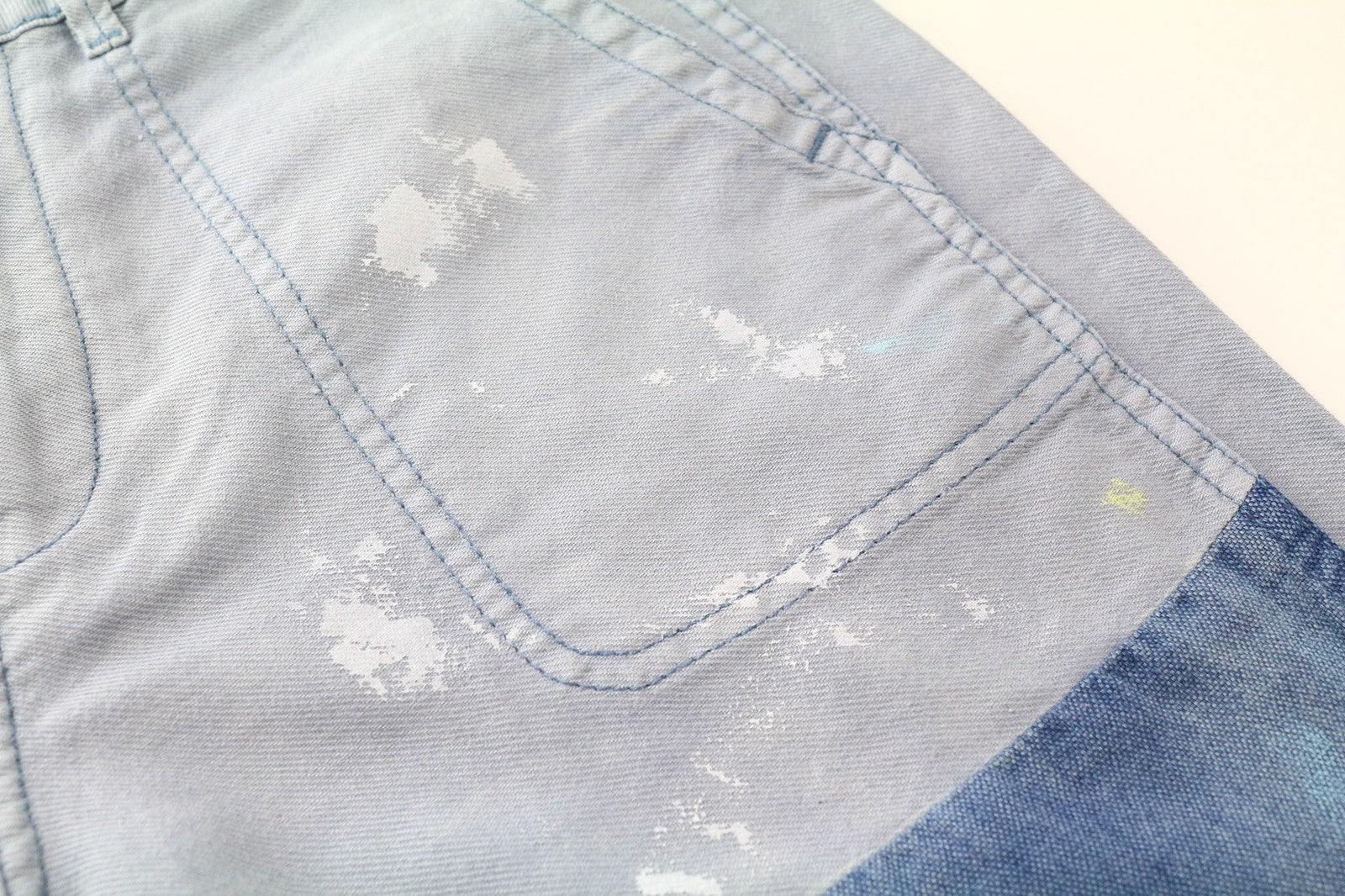 DENHAM Bonnie Women's Pants W23/L28 Blue Patched Two-Tone Wide Straight Leg