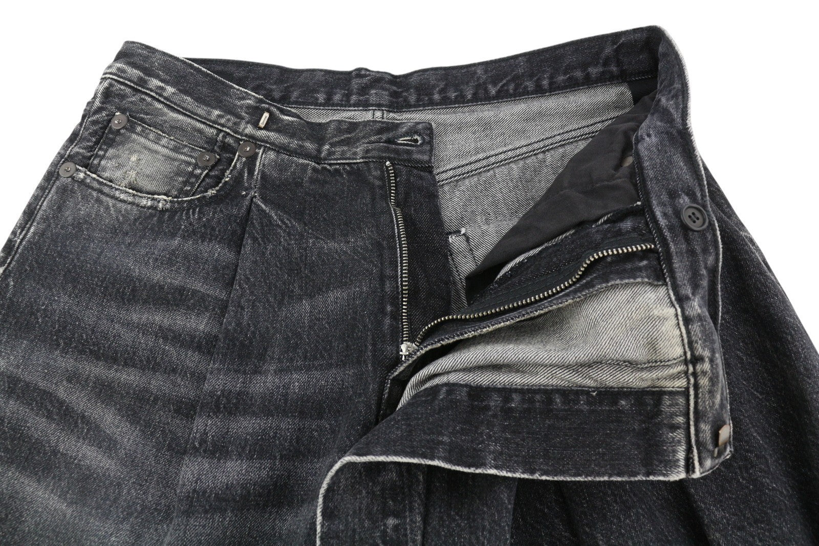 R13 Kilted Damon Women Jeans 27 Everit Black Faded Skirt High Waist RRP€899