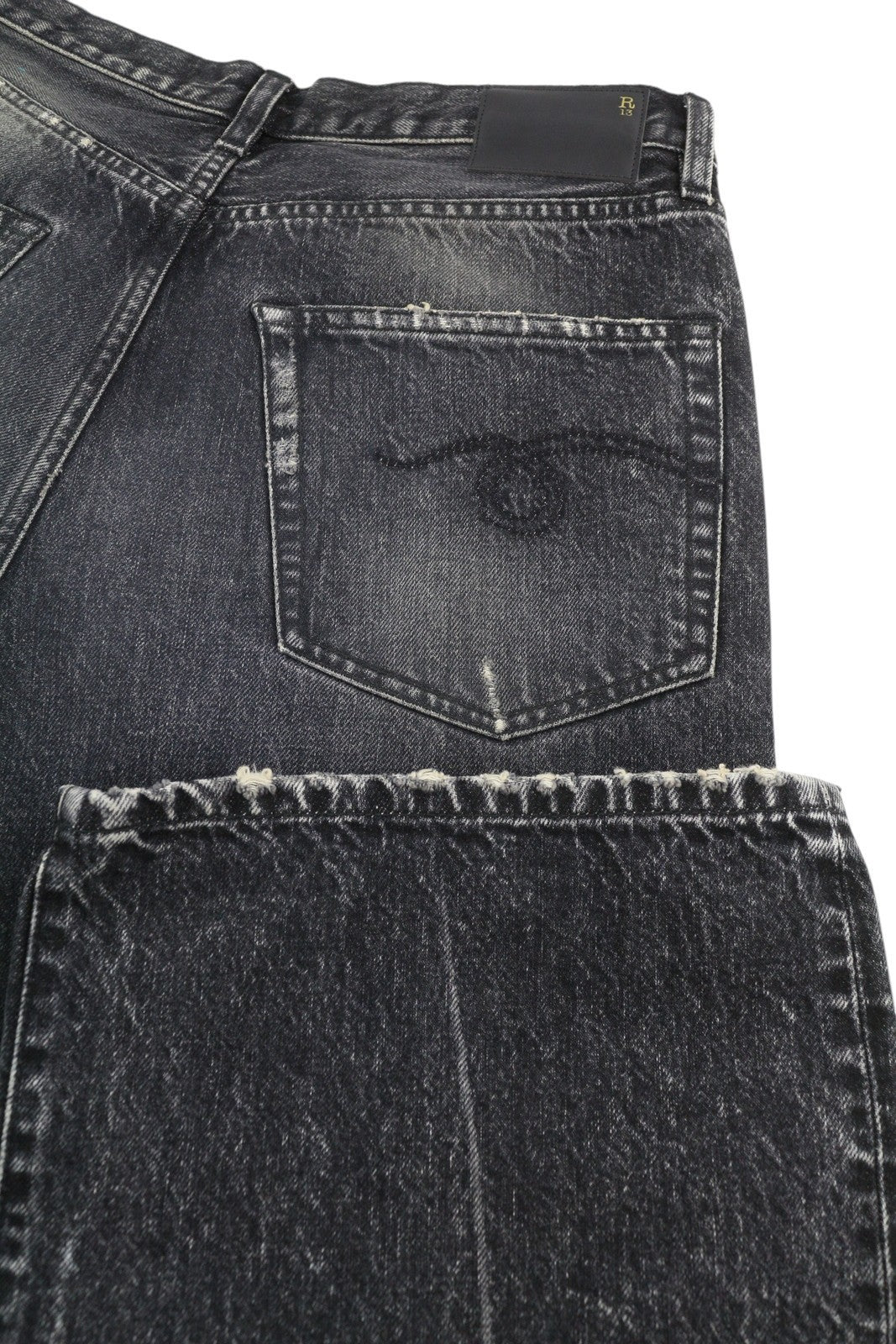 R13 Kilted Damon Women Jeans 27 Everit Black Faded Skirt High Waist RRP€899