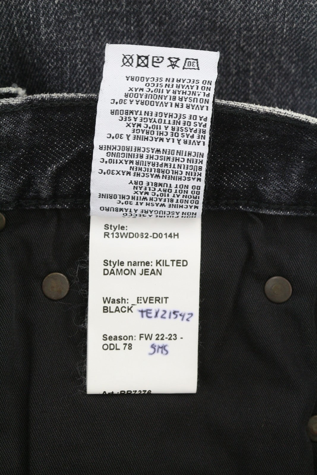 R13 Kilted Damon Women Jeans 27 Everit Black Faded Skirt High Waist RRP€899