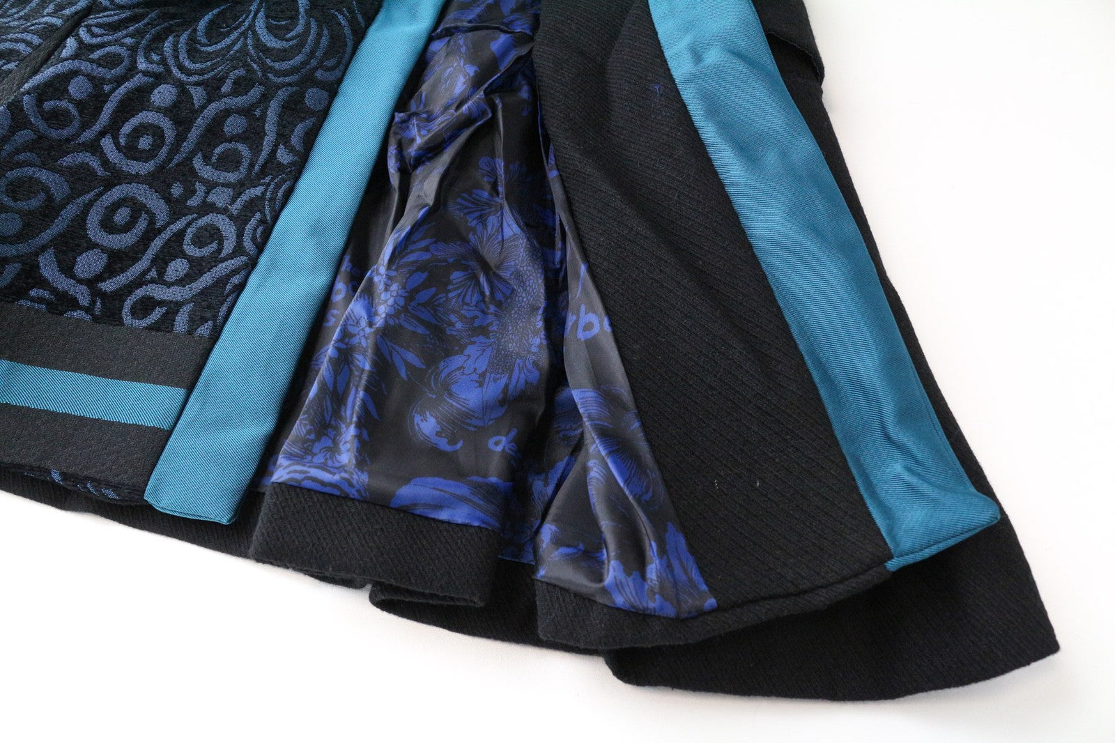 DESIGUAL Dreams Women's Coat ~38 Black Lined Patterned Pleated Single-Breast