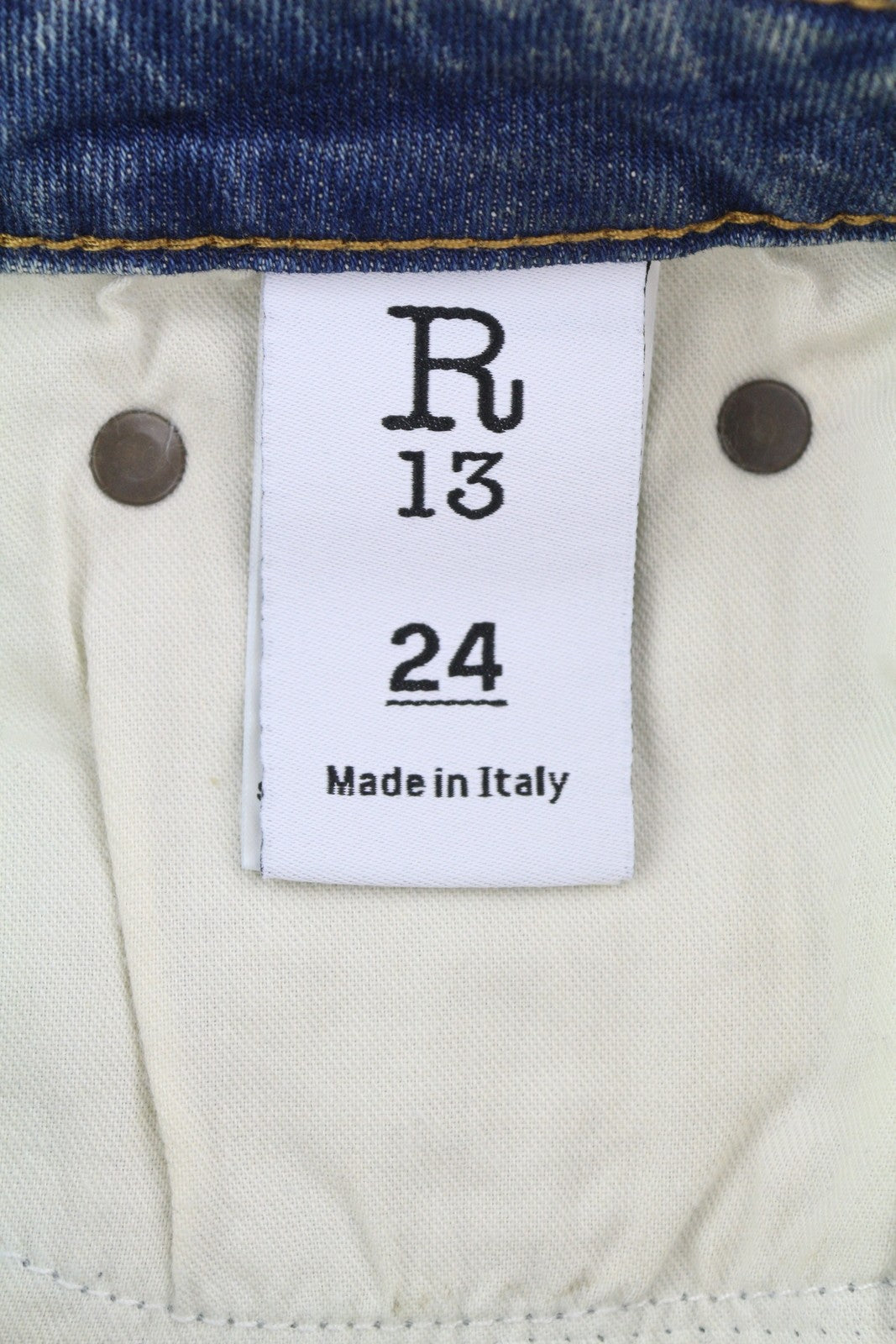 R13 Kick Fit Women Jeans 24 Kelly Stretch Flared Cropped Faded Denim RRP€699