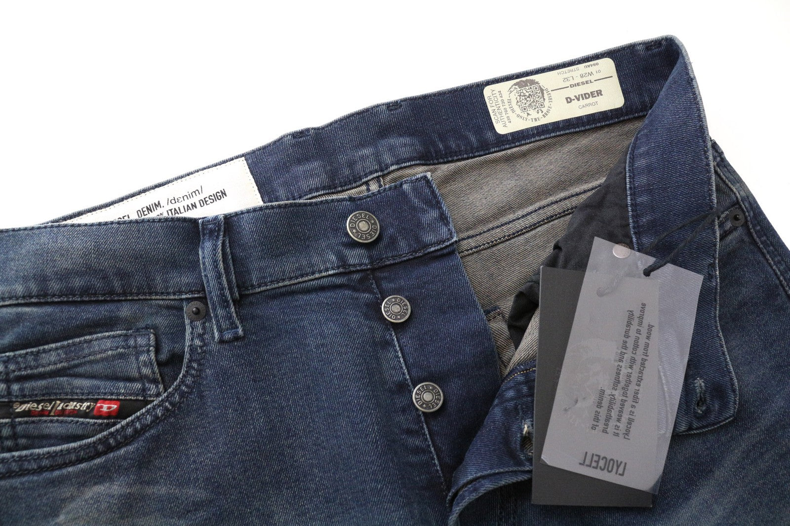 DIESEL D-Vider 084AU Men's Jeans W28/L32 Blue Carrot Fit Stretch Washed