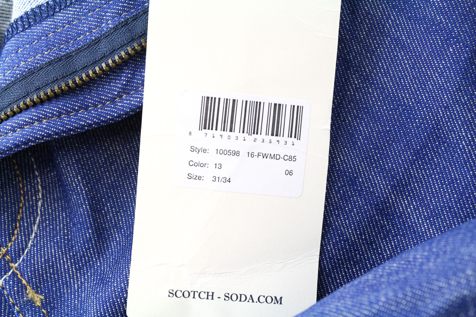 SCOTCH & SODA Skim Men's Jeans W31/L34 Blue Skinny Stretch Cotton Casual