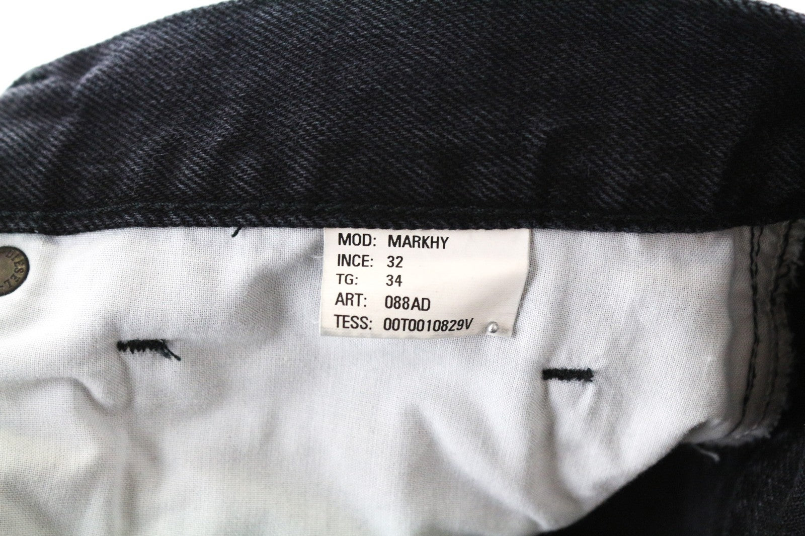 DIESEL Men's Jeans W34/L32 Black Slim Distressed Button Fly Denim Style