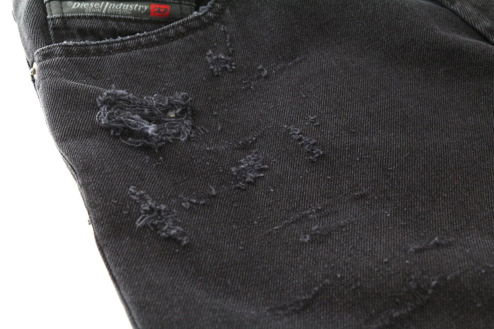 DIESEL Men's Jeans W34/L32 Black Slim Distressed Button Fly Denim Style