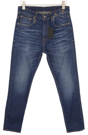 R13 Skate Men Jeans 33 Howell Indigo Washed Faded Skinny Fit Zip Fly Logo Denim