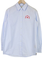 MAISON SCOTCH Women's Shirt M Light Blue Cotton Logo Formal Long Sleeve