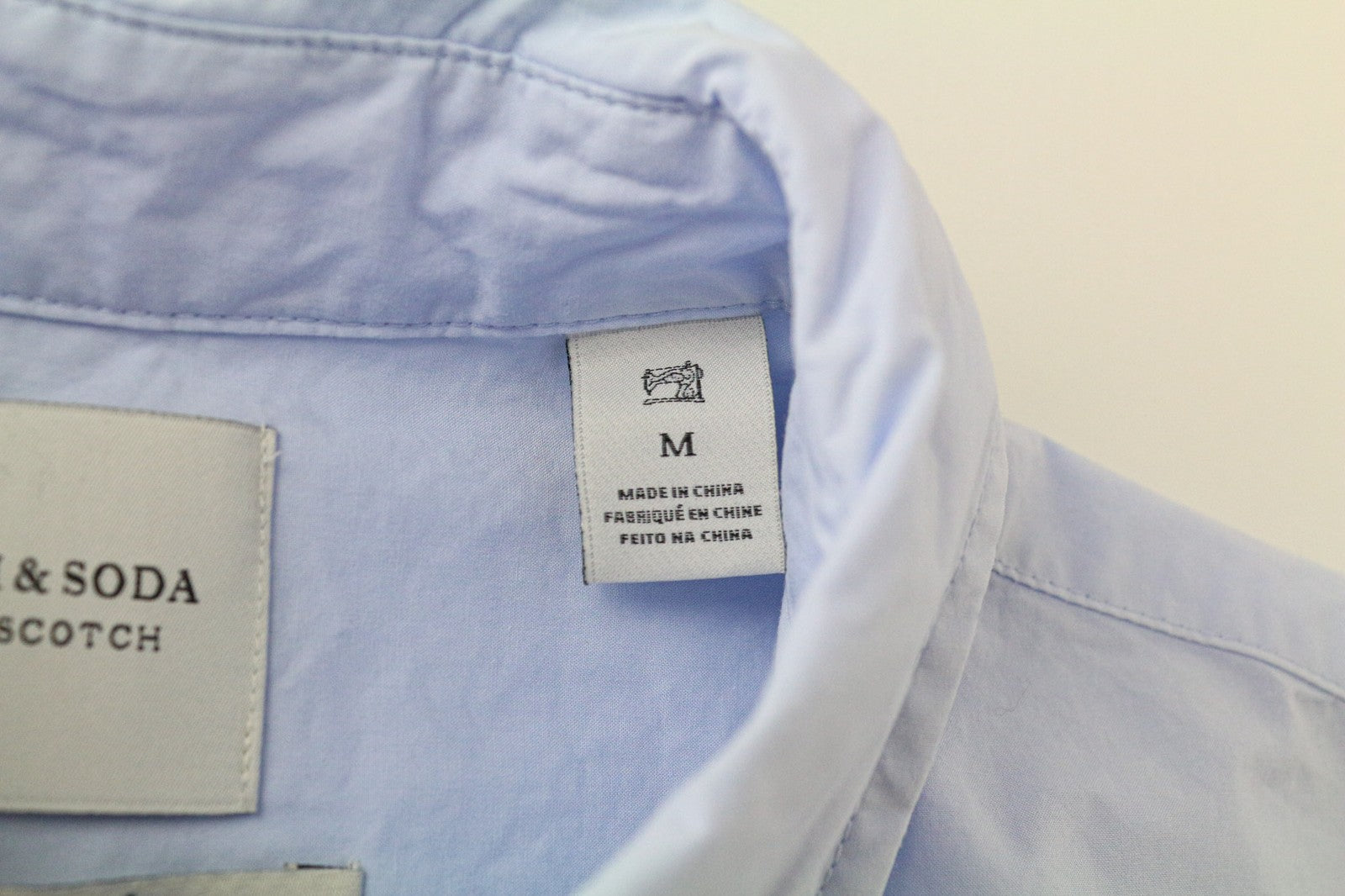 MAISON SCOTCH Women's Shirt M Light Blue Cotton Logo Formal Long Sleeve