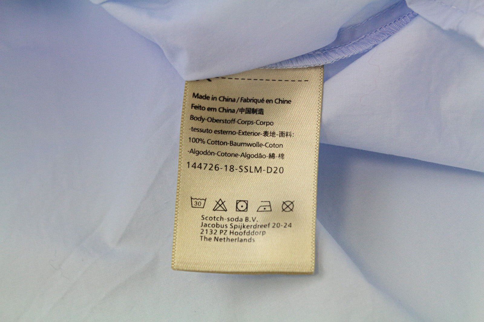 MAISON SCOTCH Women's Shirt M Light Blue Cotton Logo Formal Long Sleeve