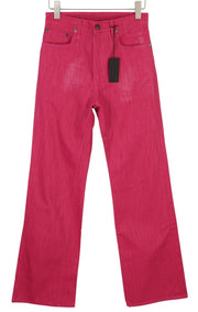 R13 Jane Women Jeans 27 Vivid Pink Faded Flared Leg High Waist Zip Fly Denim