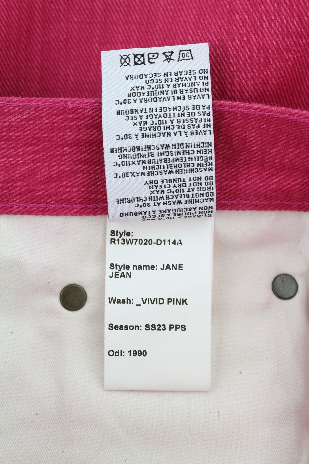 R13 Jane Women Jeans 27 Vivid Pink Faded Flared Leg High Waist Zip Fly Denim