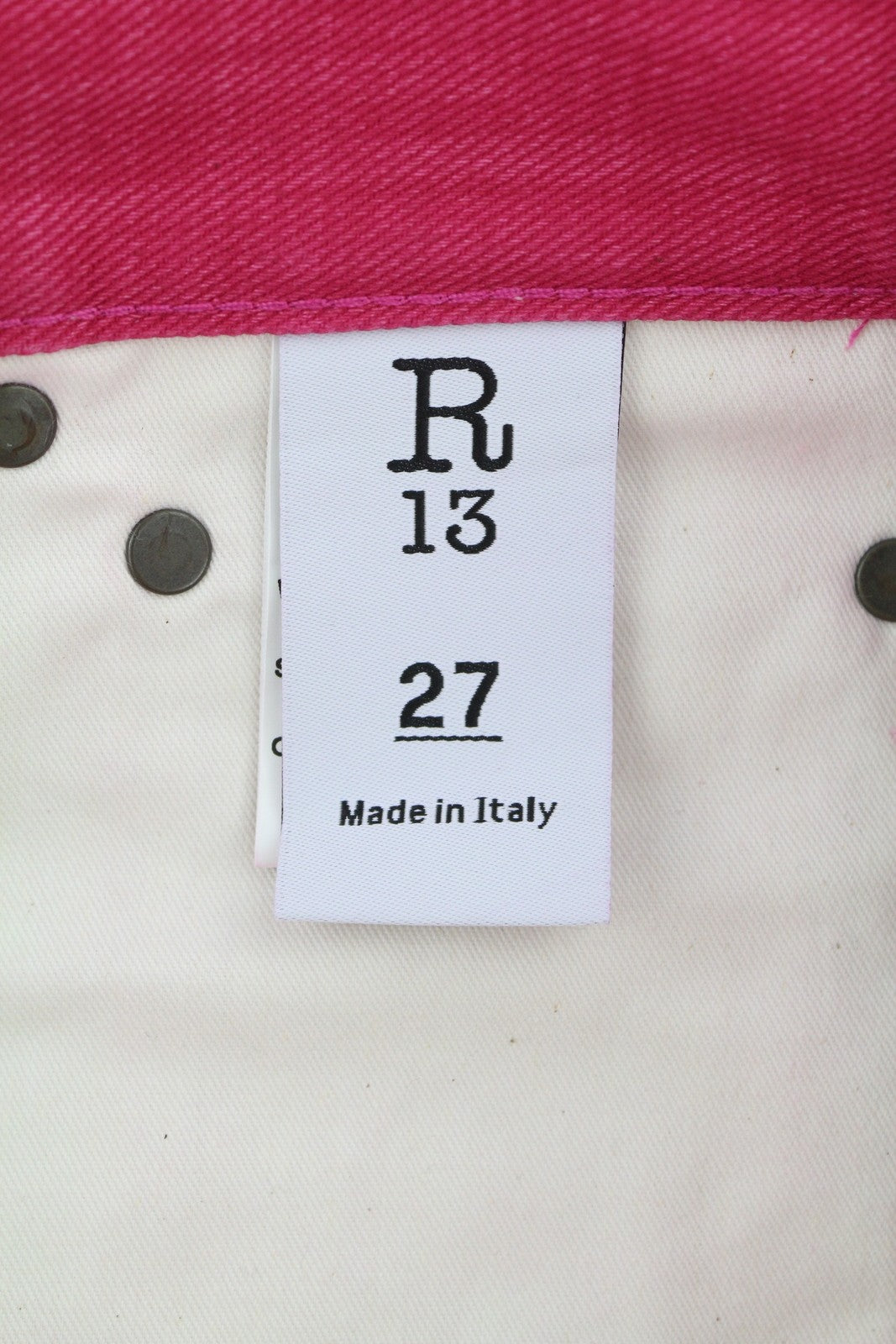 R13 Damon Pleated Women Jeans 27 Vivid Pink Wide Leg Zip Fly Five-Pockets Denim